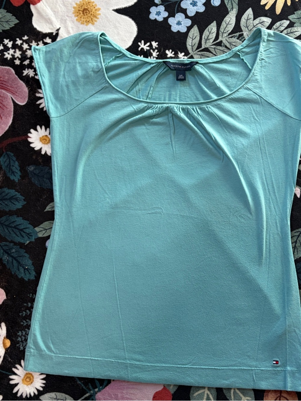 Tommy Hilfiger Teal Short Sleeve Scoop Neck Top